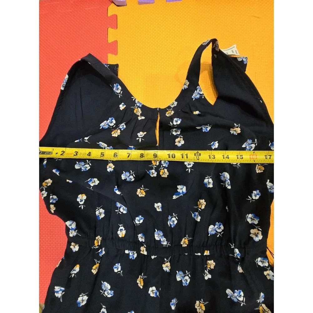 Women's Ann Taylor Factory Romper/Jumpsuit Size 2 Navy Blue Floral Print Elastic